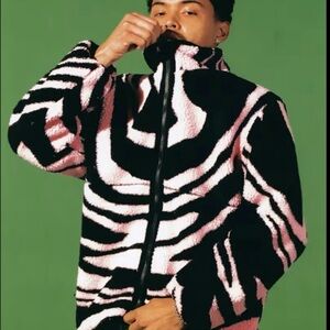GOLF WANG Discontinued- Pink and Black Zebra Jacket Melted Sherpa UNISEX